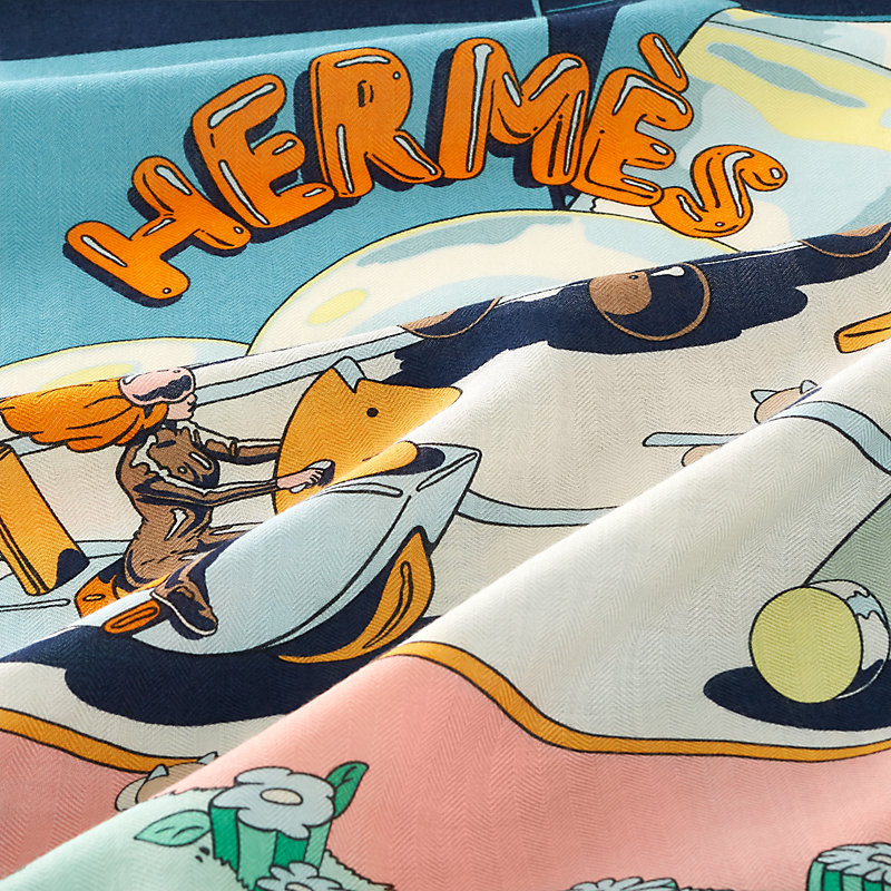 Xale 140 Hermès Locomotion - Azul | Hermès Brasil